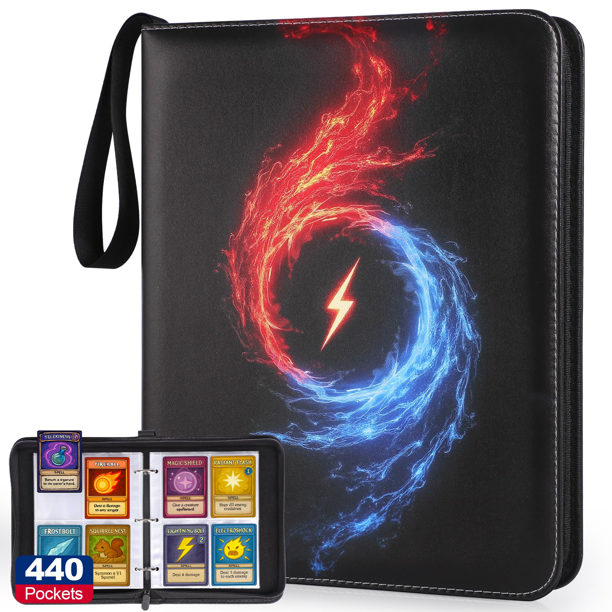 COZCLAM 440 Pockets Card Binder for TCG MTG, Sports Cards, 4-Pocket Trading Album with 55 Sleeves