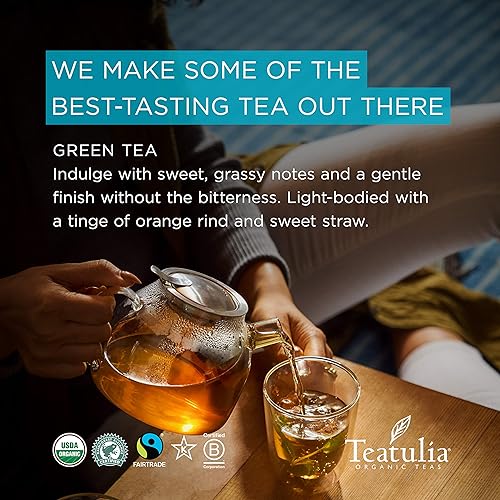 Miniatura 3 de Teatulia Bolsas de té verde orgánico (50 bolsas de té envueltas)  100% compostables  Cultivadas de forma sostenible en Bangladesh