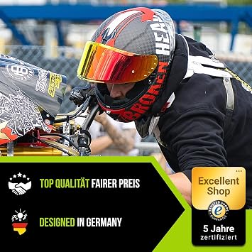 Broken Head BeProud Race Pro Carbon Red Racing Full Face Helmet with Two Visors (Black + Clear)