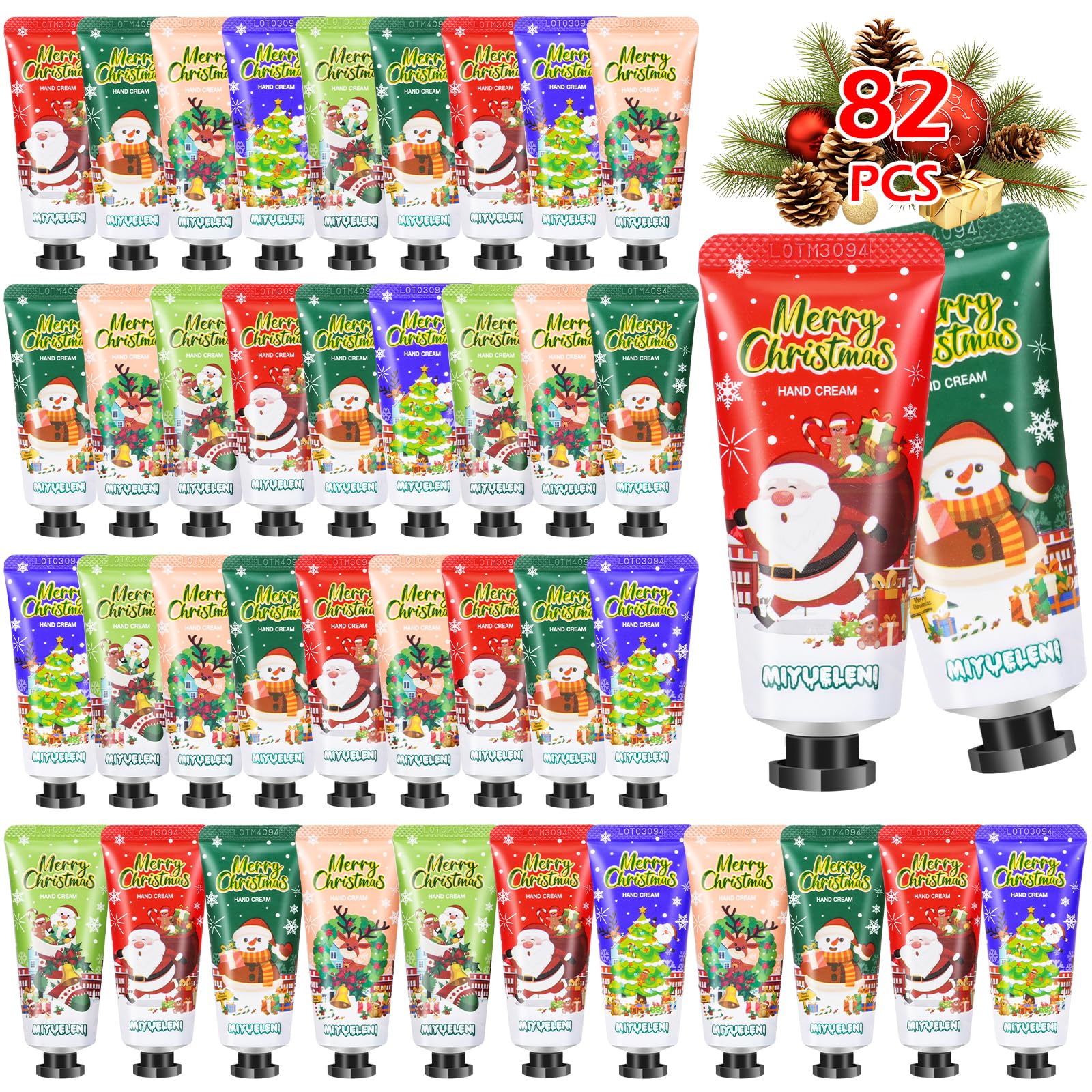 82 Pcs Christmas Hand Cream Gift Set,Bulk Christmas Gifts for Coworkers,Hand Lotion Travel Size,Mini Lotion bulk, Holiday Gifts For Coworker, Moisturizing Lotions for Christmas Stocking Stuffers