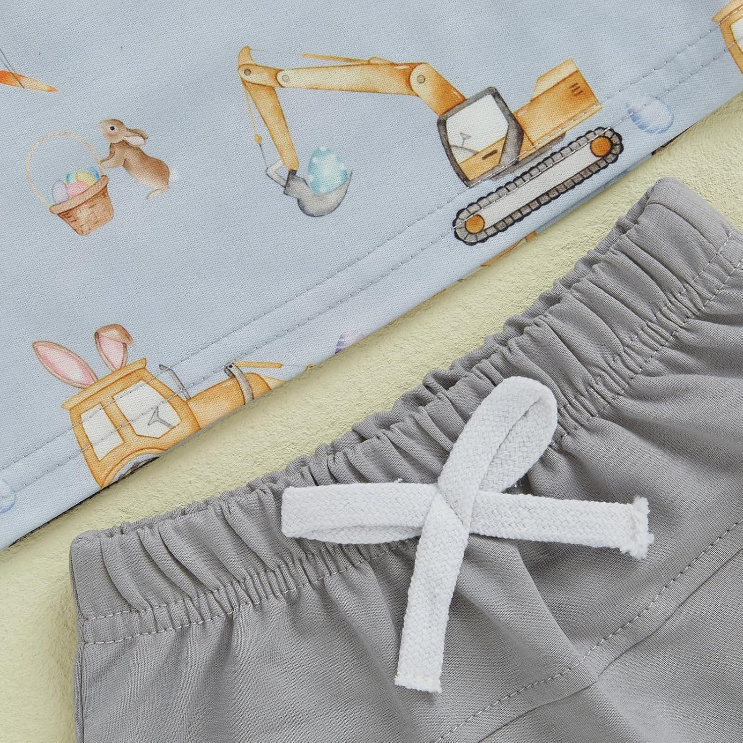 2Pcs Toddler Baby Boy Easter Outfits Short Sleeve Bunny Truck Print T-shirt Elastic Shorts Infant Summer Farm Clothes - Image 6