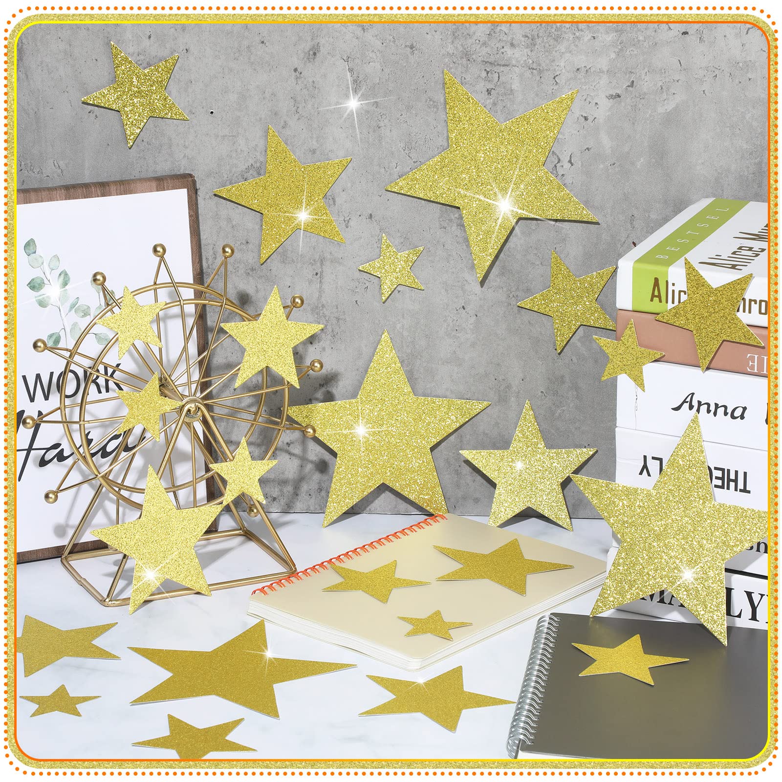 Lot De 40 Découpes En Papier Doré à Paillettes Pour Tableau D