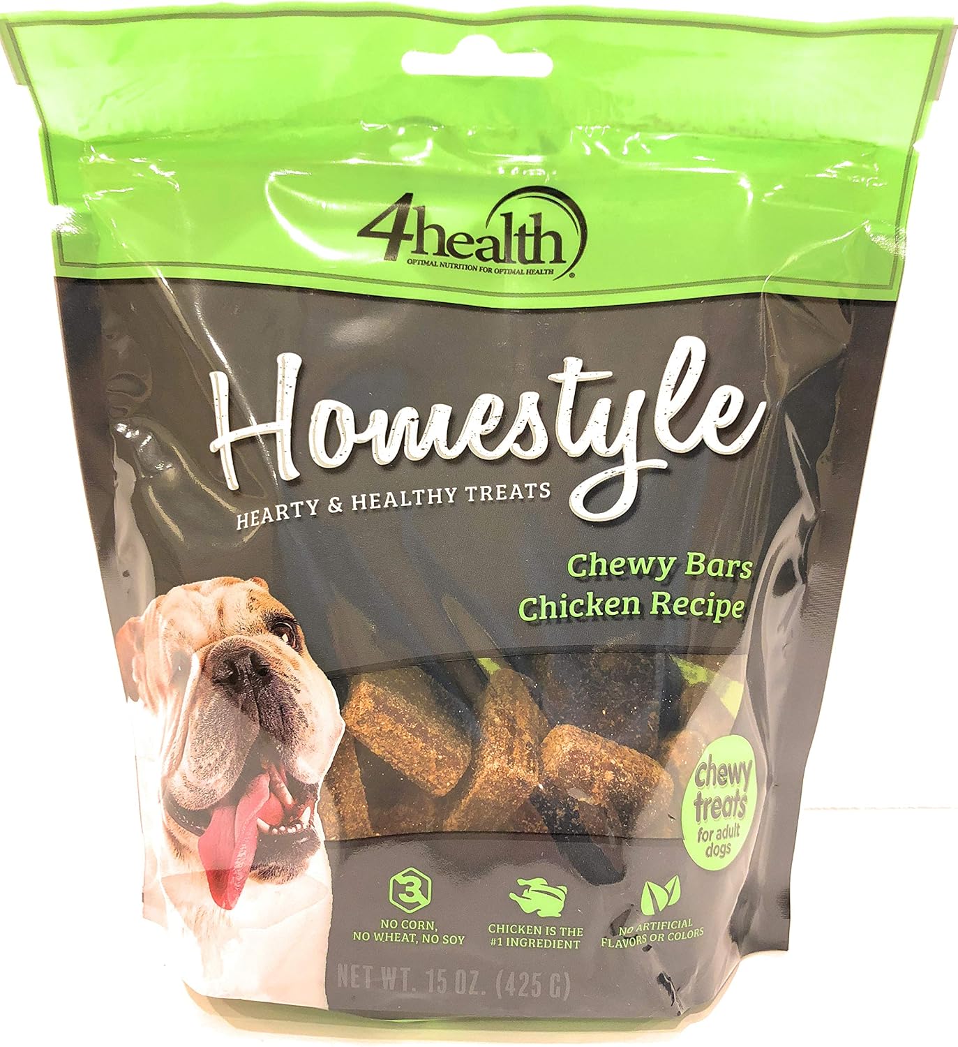 4health Homestyle, Chewy Bars Chicken Recipe, Chewy Treats for Adult Dogs, Wheat Free, 15oz