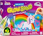 Klever Kits GlowSand Sand Art Kits for Kids, Glow in The Dark Sand Painting with 14 Colors, 6 Fantasy Templates & 4 DIY Sheets, Mess Free Arts and Crafts, Unicorn Christmas Gifts for Girls Ages 5+