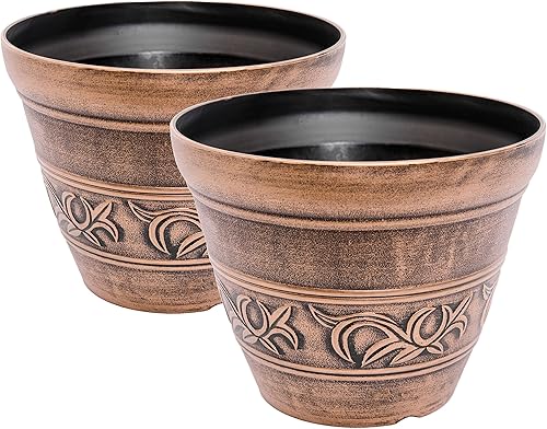 Corinthian Order Inspired Look maceta de plástico de 10 x 8 pulgadas para interiores, exteriores, jardín, patio, adornos de oficina, decoración del