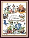 CrossNest 14CT Counted Cross Stitch Kit for Beginners, Unprinted Complete DIY Embroidery Set with Pattern & Tools, Premium Aida Cloth & Threads (Garden Life)