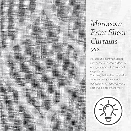 Miniatura 6 de Beauoop Kitchen Cafe Cenefa de azulejos marroquíes con impresión para ventanas, cortinas geométricas pequeñas, estilo granja, cenefas