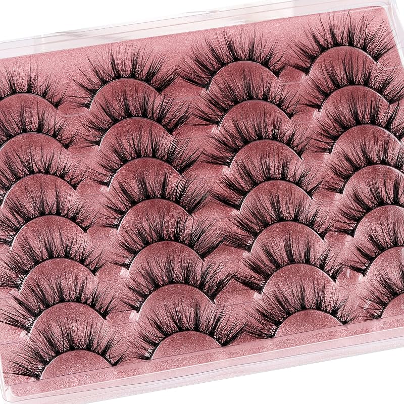 Cílios postiços wispy com efeito cat eye e curvatura C, volume leve, 14 pares zanlufly