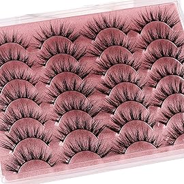 False Eyelashes Wispy Lashes Natural Look Eye Lashes Cat Eye Fake Eyelashes C-Curly False Lashes Volume Handmade Light Volume Eyelashes 14 Pairs Pack by zanlufly