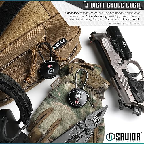 Miniatura 2 de Savior Equipment Candados de equipaje de viaje de 3 dígitos aprobados por la TSA para bolsa de rifle, accesorios para estuche de armas de fuego,