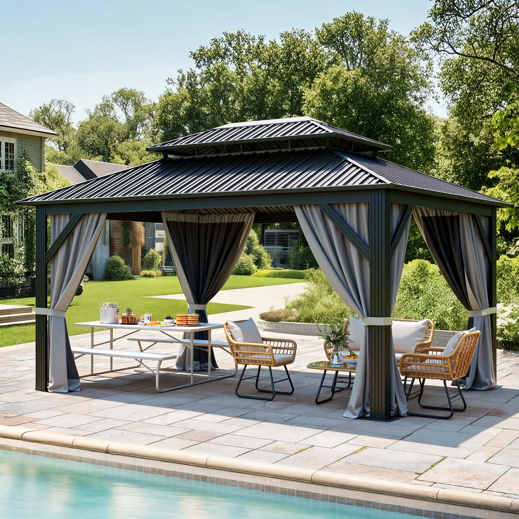 YITAHOME Patio Hardtop Metal Gazebo