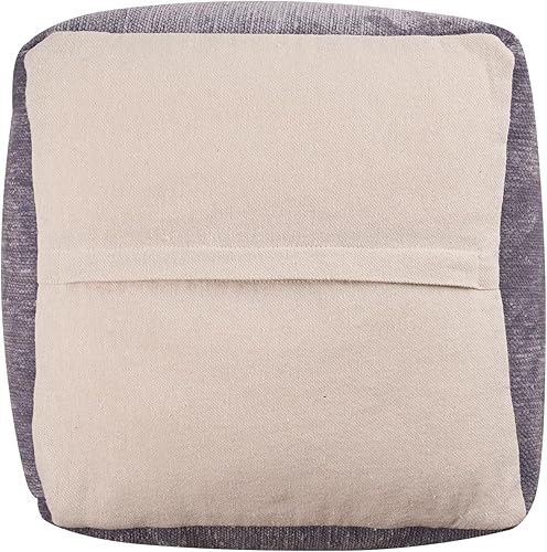 Miniatura 39 de L.R. Resources Inc LR Home Puf otomano de transición de poliéster gris/marfil para decoración del hogar | Reposapiés hecho a mano para decoración de