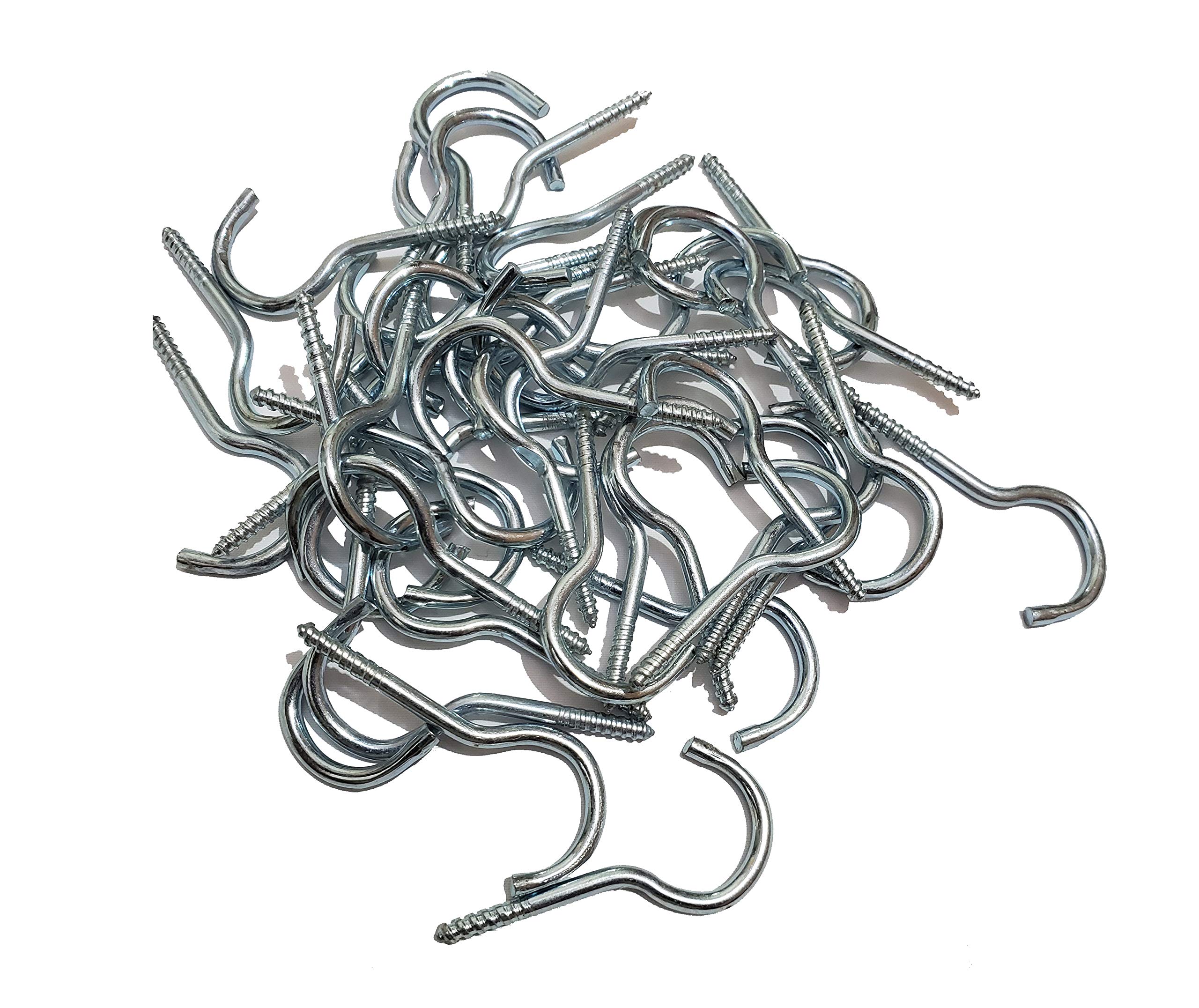 Pure Source India Steel Cup 2 Inch Ceiling Hooks Holder, 24 Pieces (Silver)