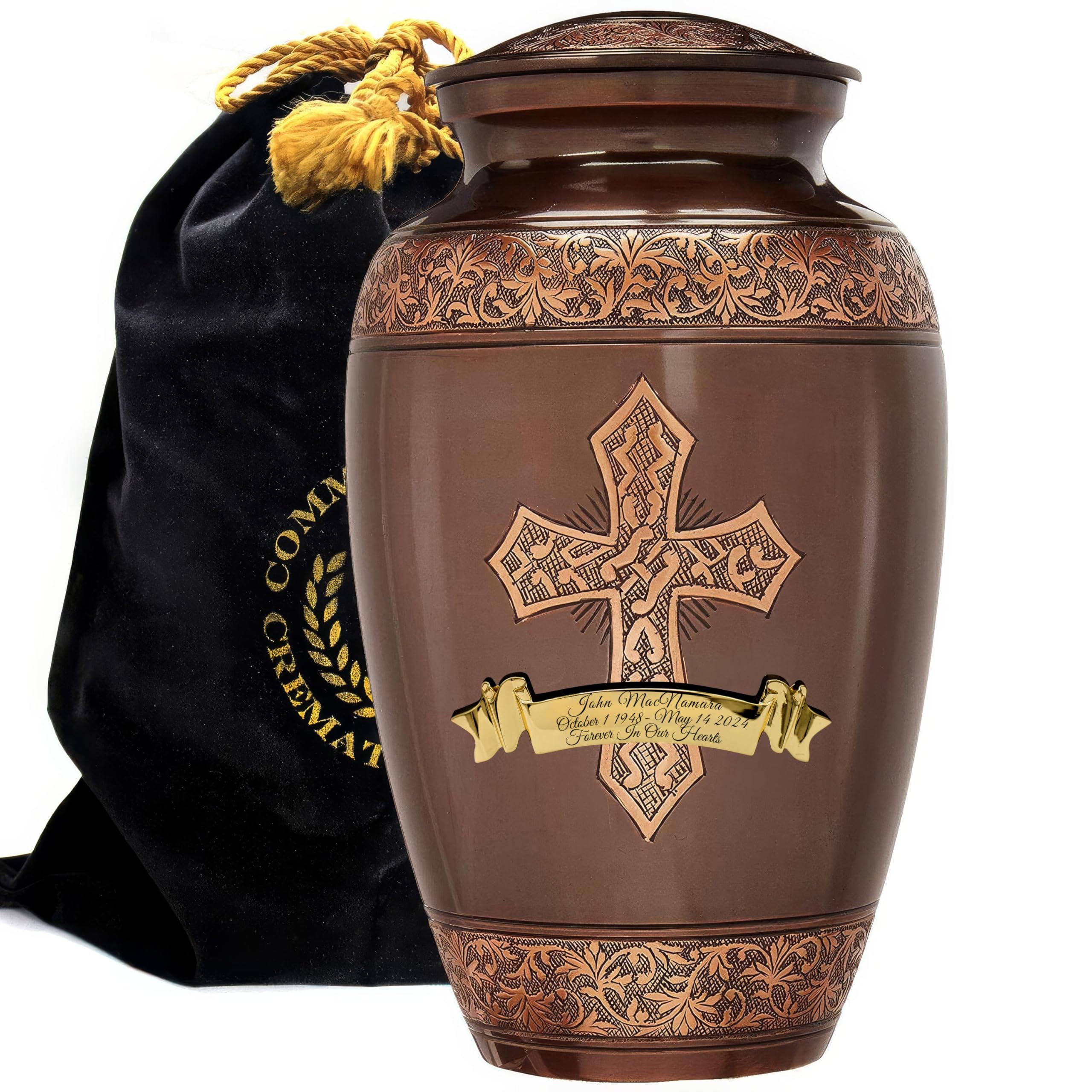 Bronze Cross Cremation Urns for Human Ashes Adult Male &amp; Female Urns
