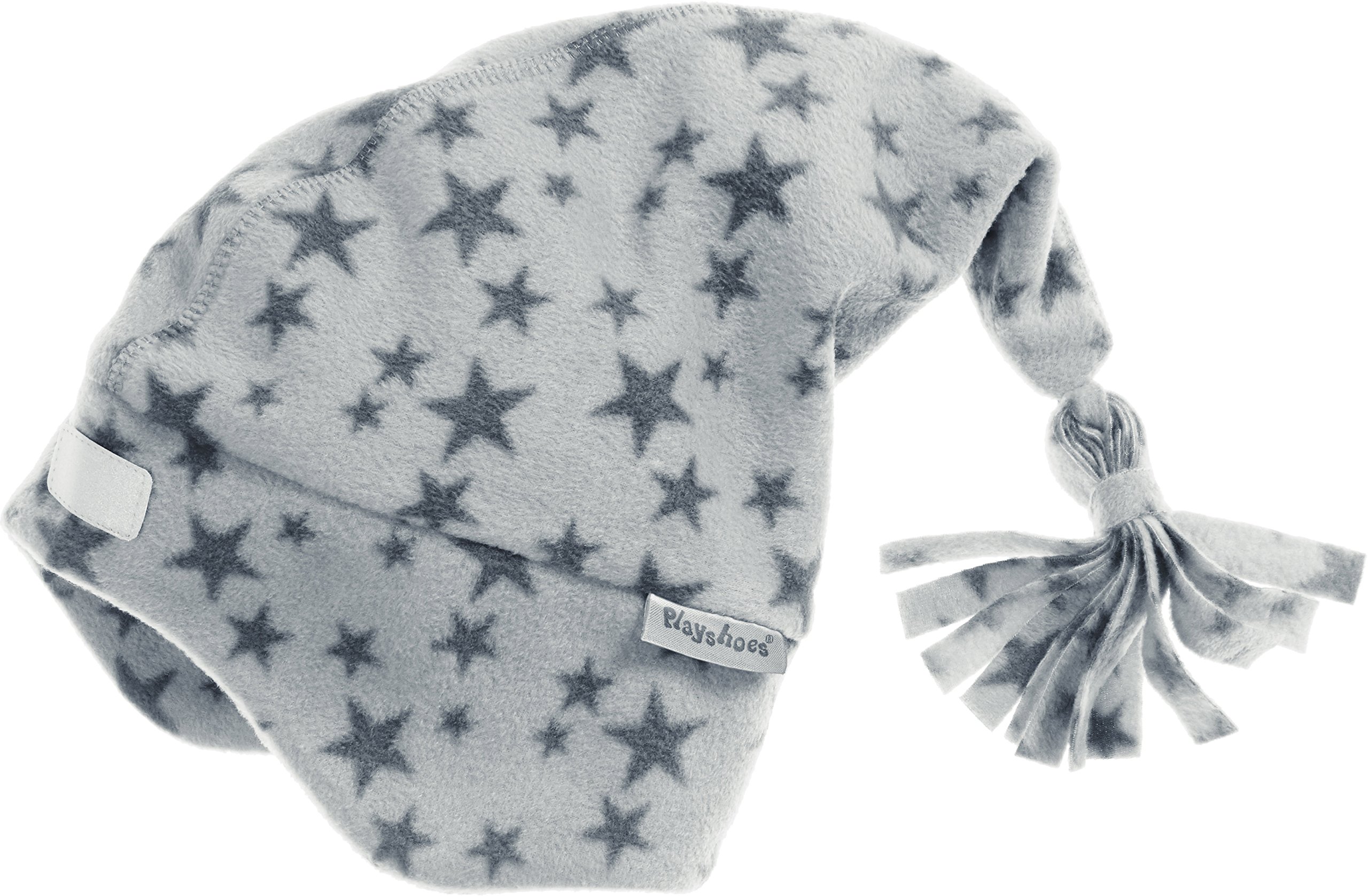 Playshoes Unisex Kinder Fleece-Mütze Wintermütze, Zipfelmütze grau Sterne, 53cm