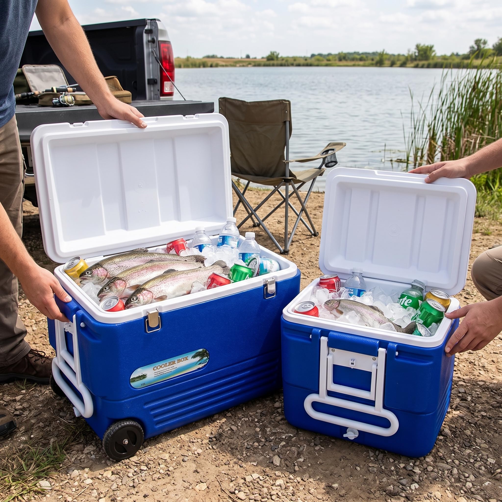 Nevera Portátil Rígida con Ruedas para Camping, Box con Ruedas