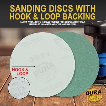 Dura-Gold 5 Green Film Sanding Discs, 80 Grit, Box of 50, Hook & Loop