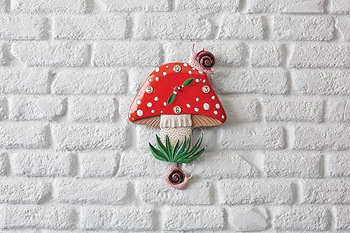 Miniatura 3 de Enesco Allen Designs Fun-Guy - Reloj de pared con péndulo esculpido de hongos y caracoles del bosque, 11.61 pulgadas, multicolor