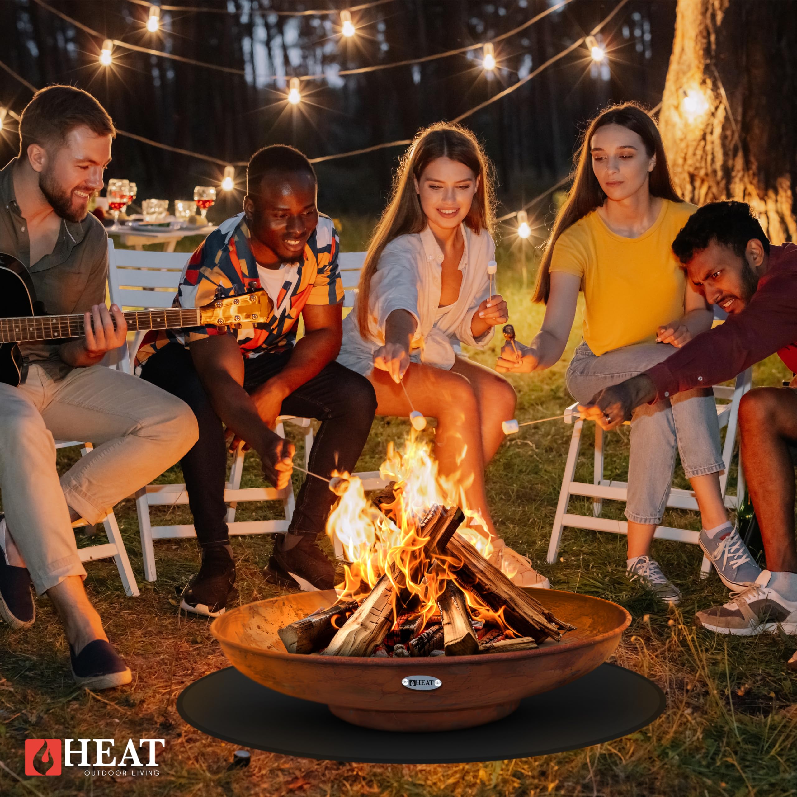Feuerschale Ø90cm Rost - BBQ Feuerschalen für den Garten - Feuerstelle Outdoor & Feuertonne - Terrasenofen aus Stahl - Feuerkorb für den Garten - Gartenofen - 90x90x19cm