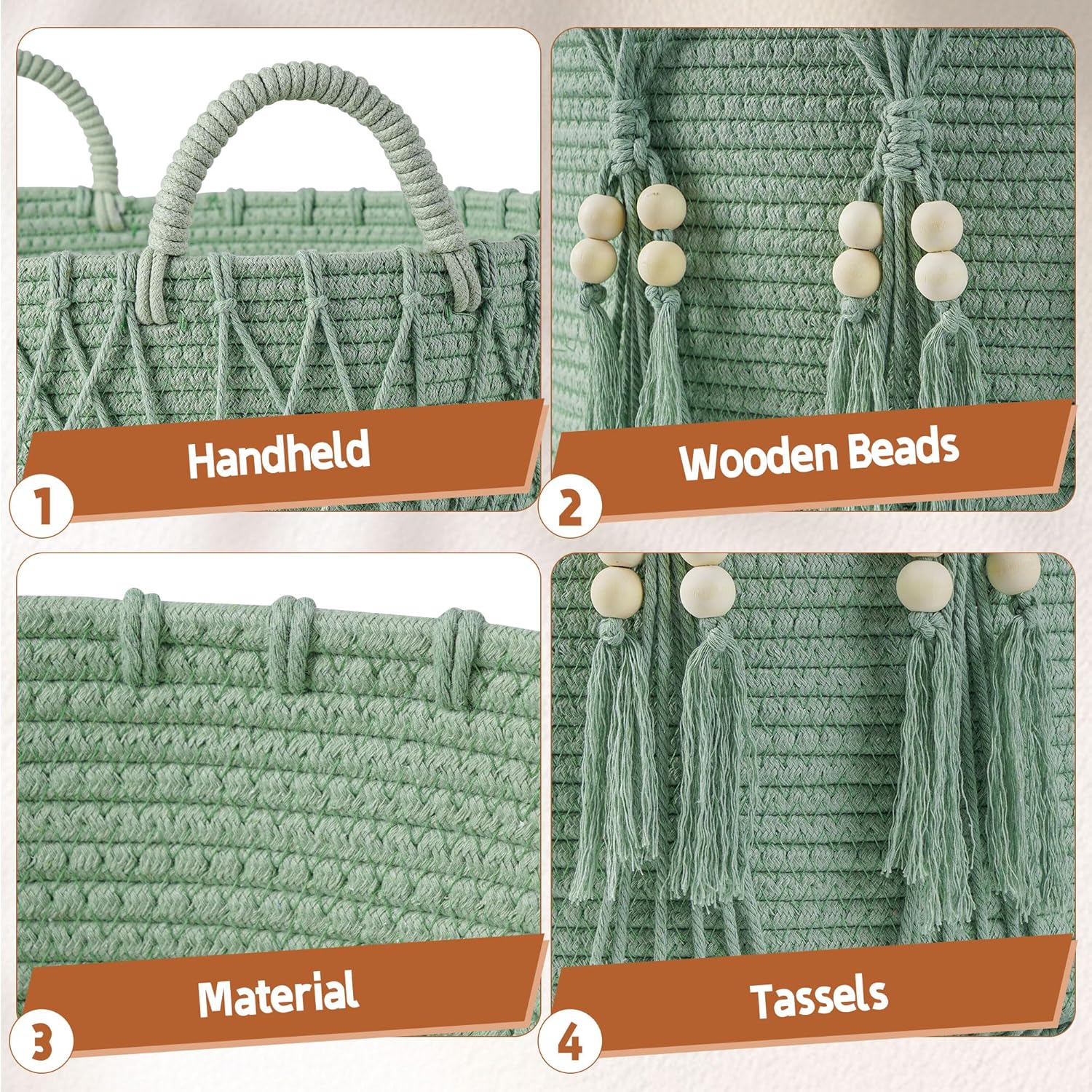 Blanket Basket for Living Room Decor Storage Basket for Toy Organizer Boho Decor Baskets for Modern Farmhouse Decor Small Laundry Basket for Bedroom and Laundry Room Organization,dark Green