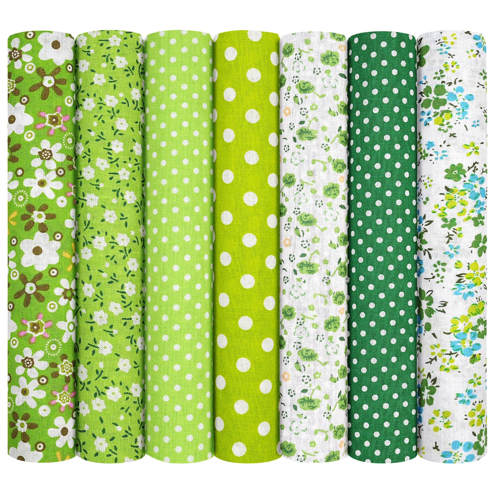 AOOSA 7pcs Fabric Bundles, 20"x20" Cotton Quilting Fabric Squares, Green — image 1