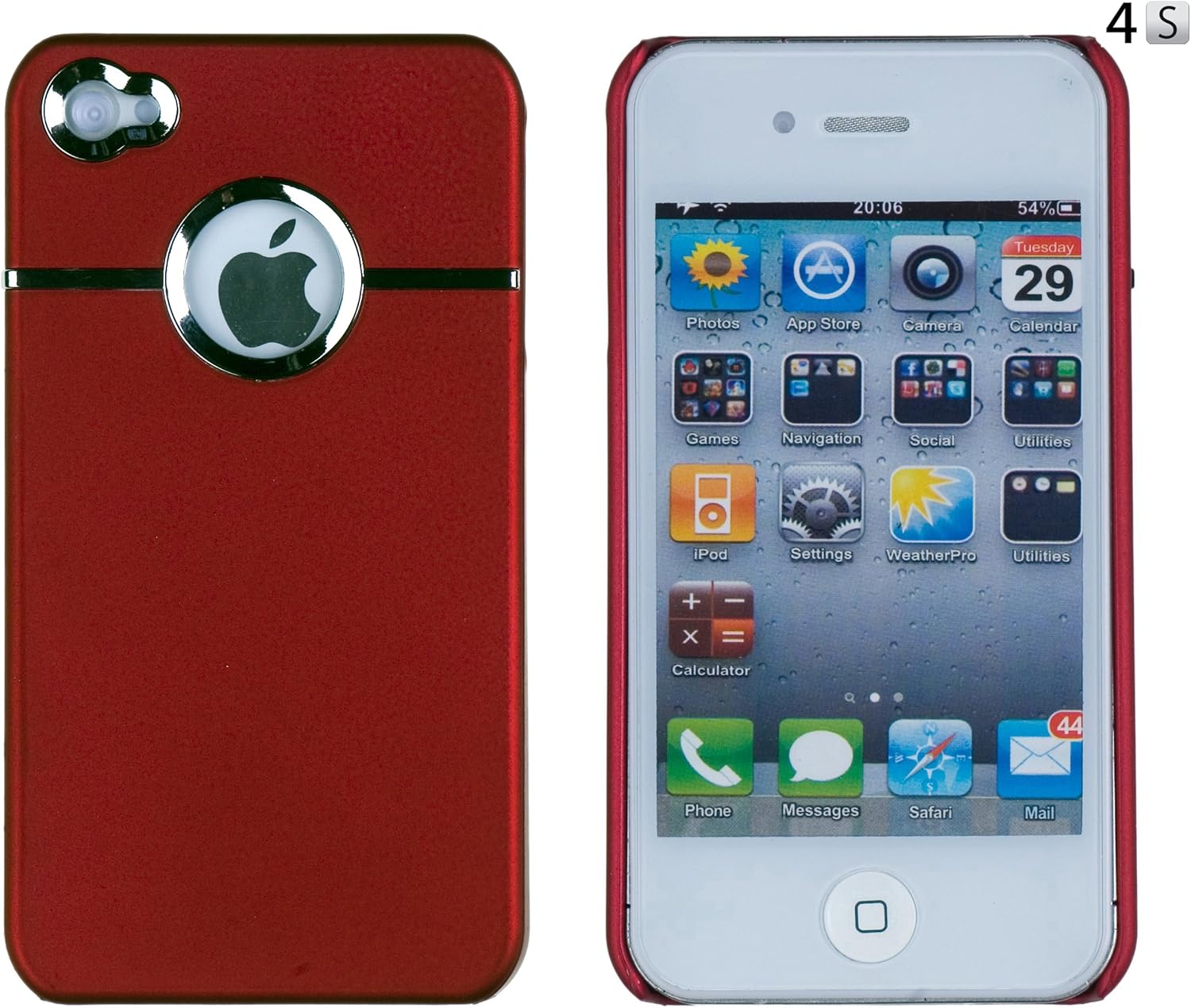 Chrome Case for Apple iPhone 4, 4S (AT&T, Verizon, Sprint) - Includes 24/7 Cases Microfiber Cleaning Cloth [Retail Packaging by DandyCase] (Red)