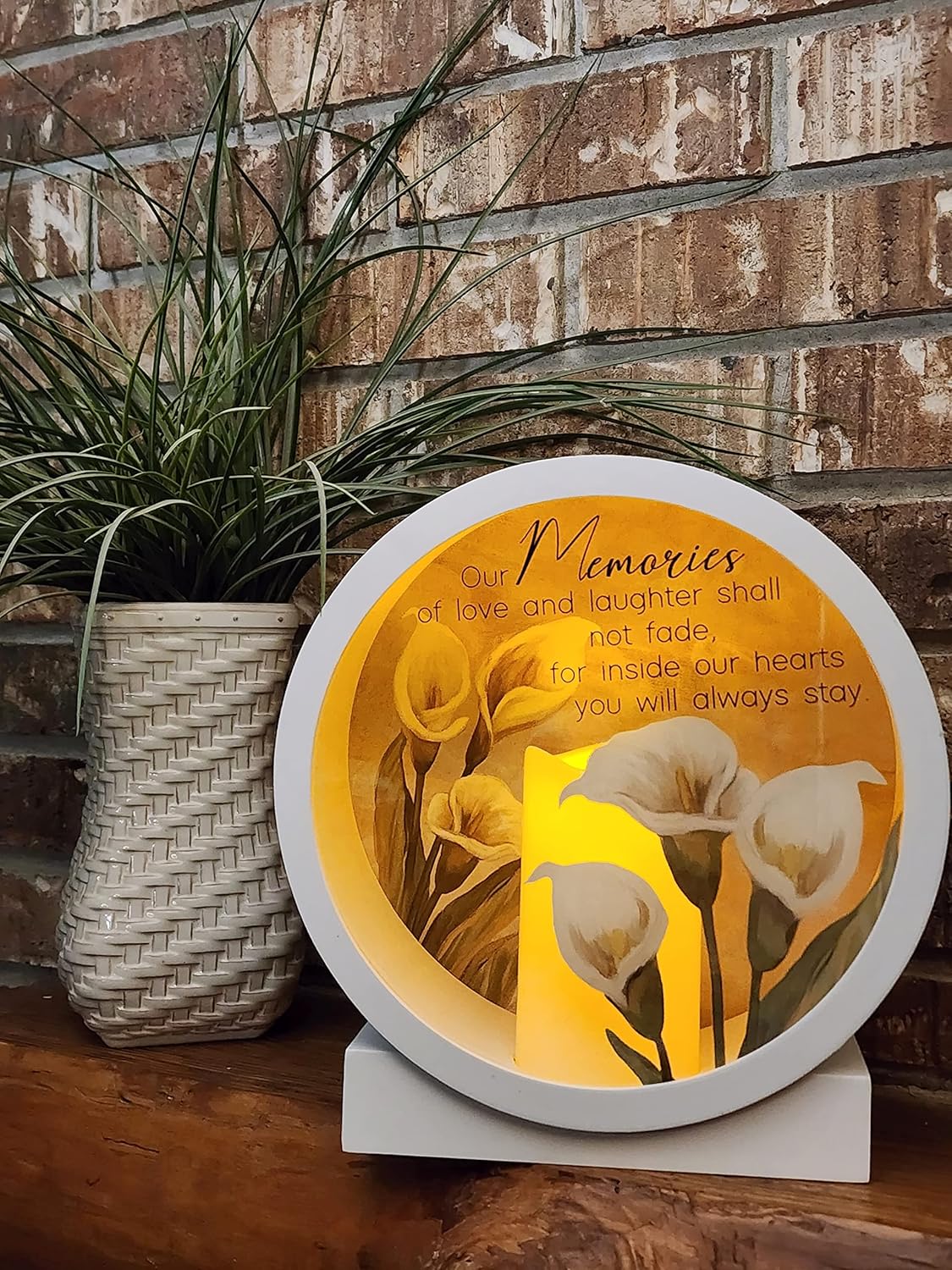 Carson Memorial Lantern Shadow Box with Flameless LED Candle Sympathy Gift for Funeral for Loss of Loved One Remembrance Lantern for Home Decor (Memories)