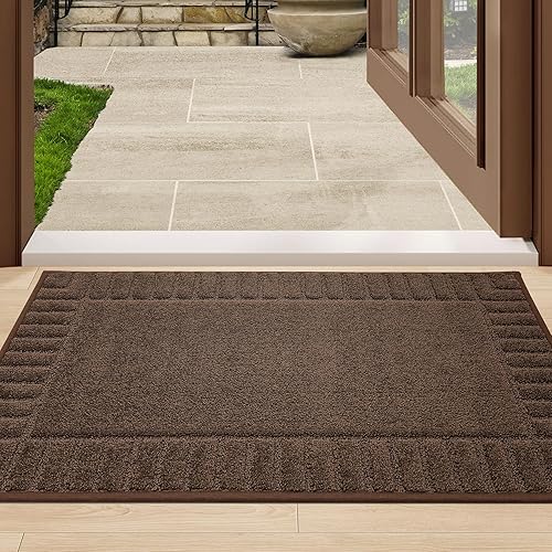 BEQHAUSE Tapete antideslizante para puerta delantera, lavable a máquina, de perfil bajo, para puerta de entrada, atrapador de suciedad, tapete