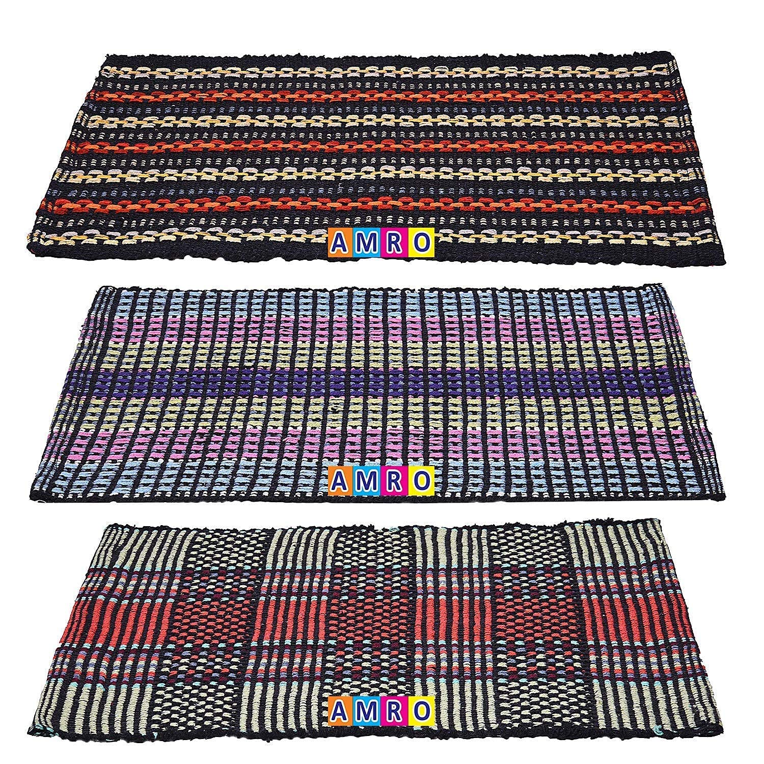 AMRO Beautility Needs Combo Offer Cotton Door Mat Floor Mat Set of 3 Pieces, Water Absorbent, Durable, Unique for Bedroom, Living Room, Kitchen, Bathroom Size (40 X 60 cm)-image-11
