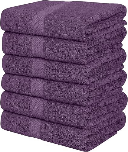 Utopia Towels Juego de 6 toallas de baño medianas, 100% algodón hilado en anillo (24 x 48 pulgadas), toallas de secado rápido medianas, ligeras y