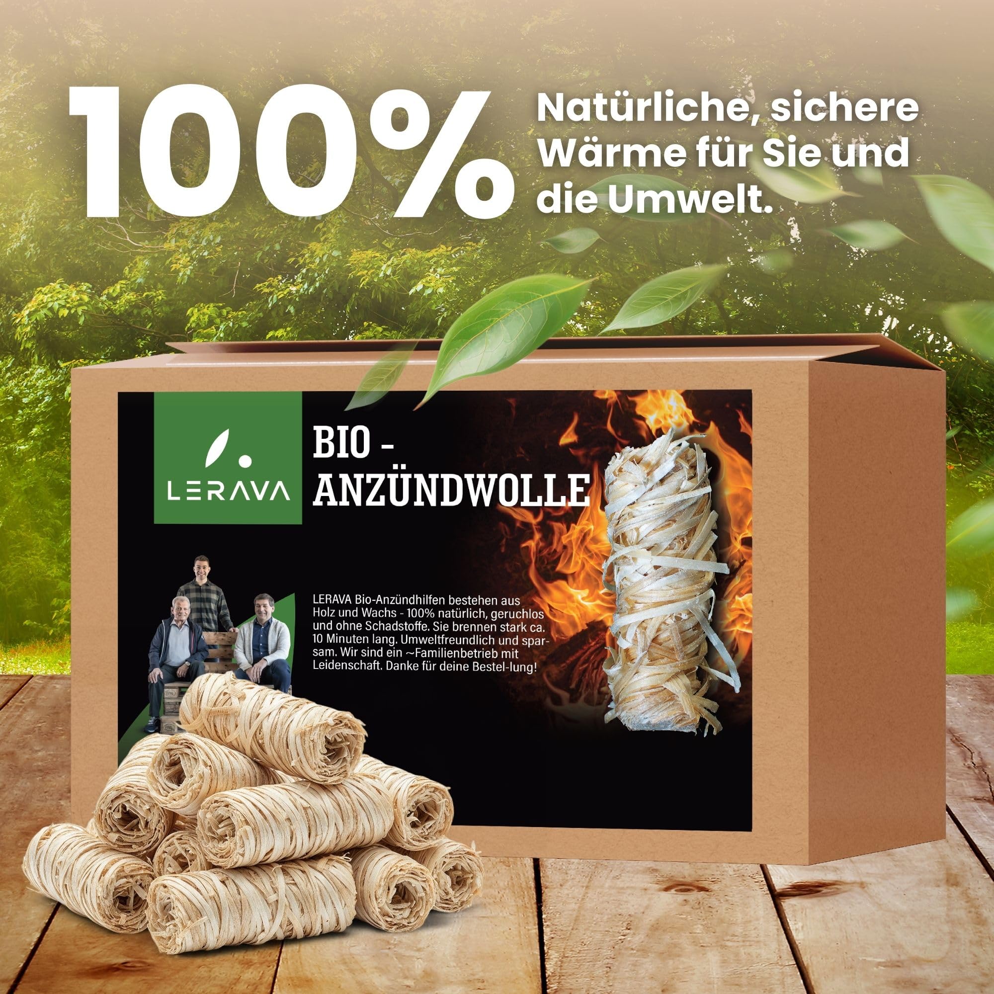 LERAVA® Anzündwolle (14kg ca. 1150 Stück) Natur Kaminanzünder & Grillanzünder - Ofenanzünder aus Holzwolle - Perfekter Anzünder für Kamin, Grill & Ofen - Umweltfreundliche Feueranzünder, Holzanzünder