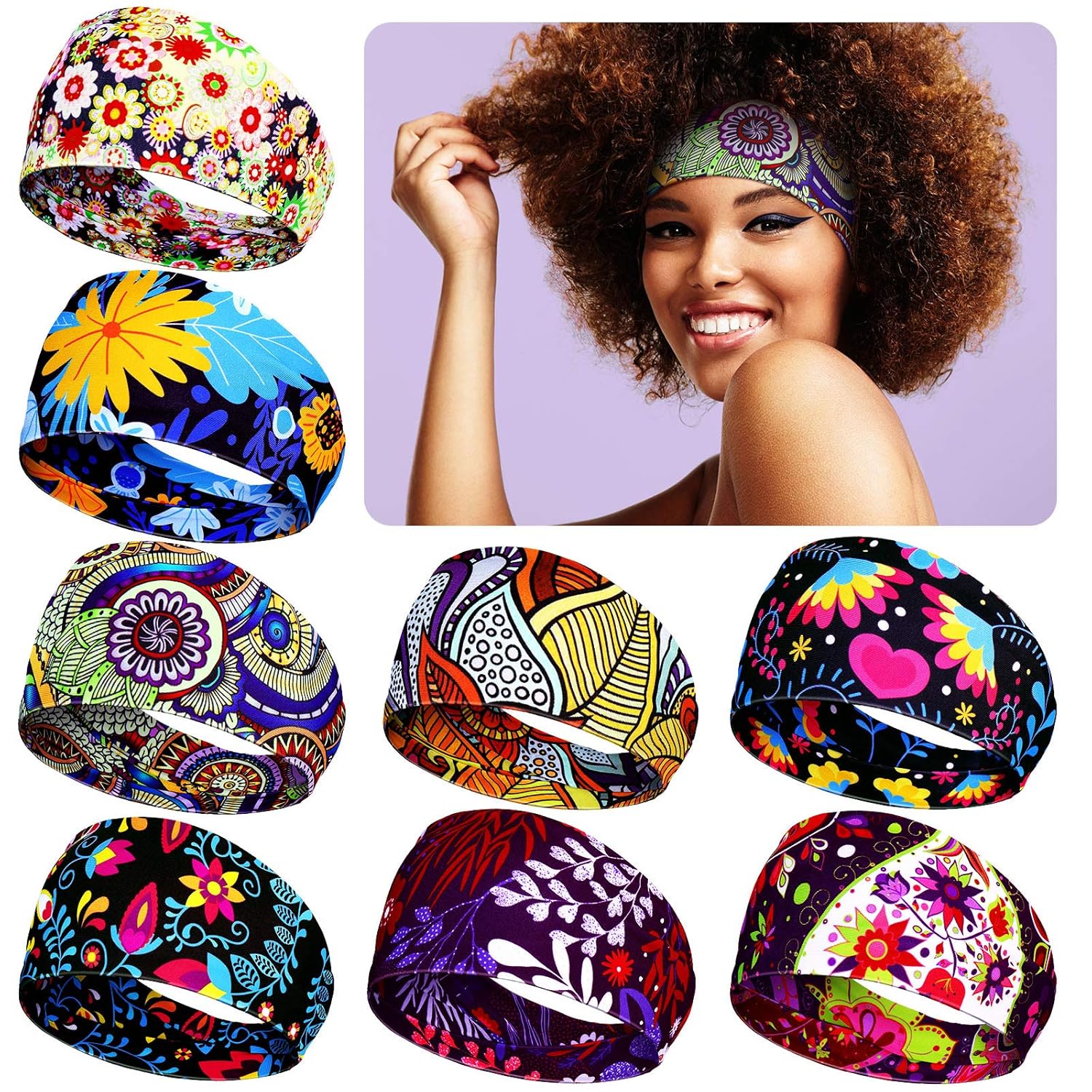 WILLBOND African Headband for Women - Stretchy Floral Hair Accessory