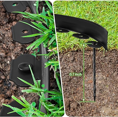 Miniatura 3 de Kit de bordes de paisaje de 2 x 200 pies, bobina de borde sin excavación, incluye 60 picos de anclaje, 10 conectores, borde de plástico para bordes