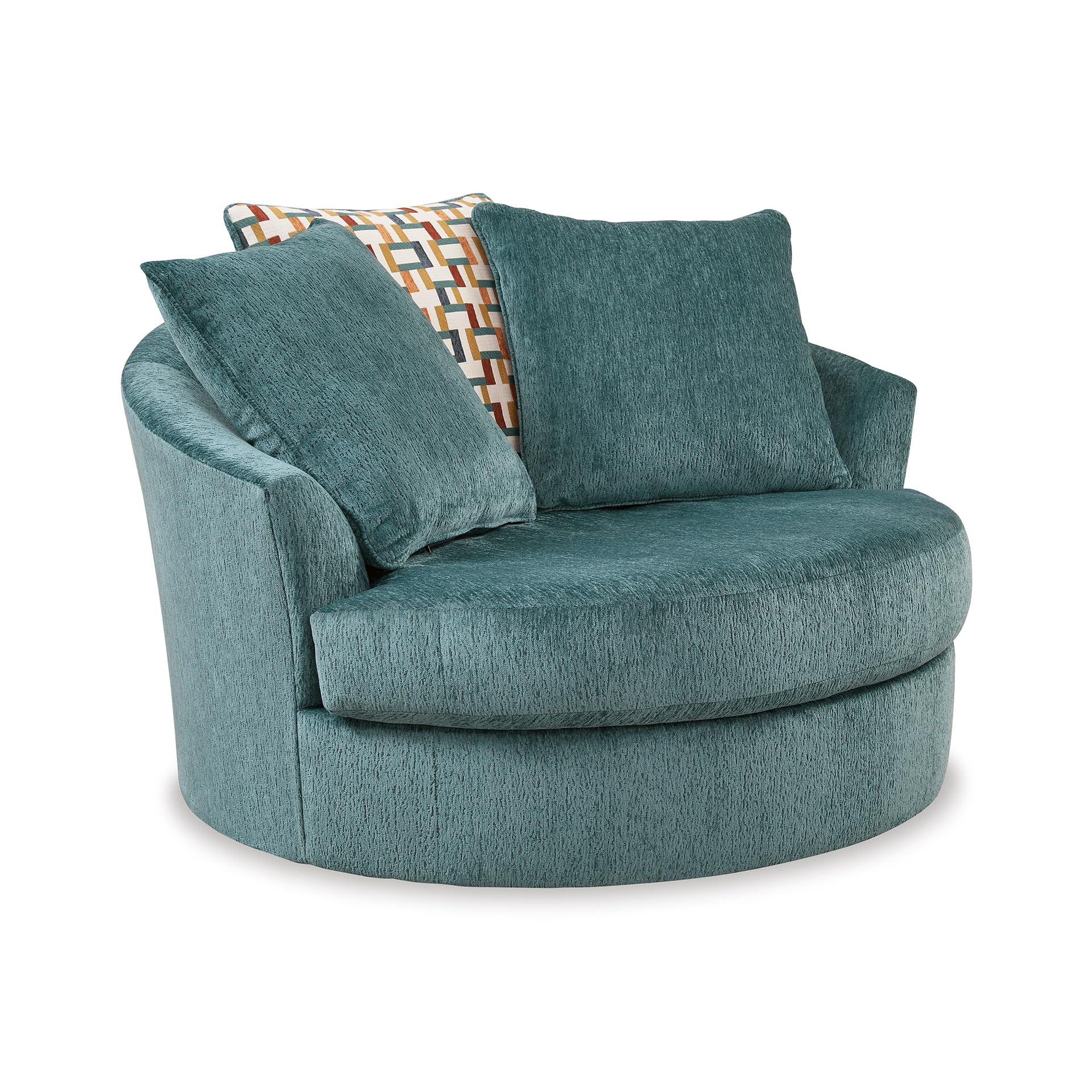 Signature Design by Ashley Laylabrook Classic Upholstered Oversized Swivel Accent Chair with Removable Cushion, Blue