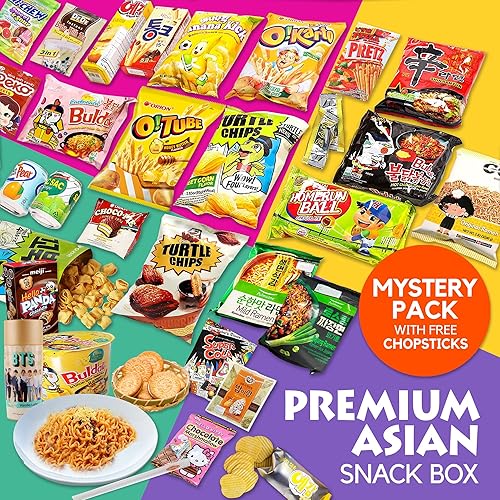 Miniatura 2 de K-Munchies Caja de aperitivos asiáticos, paquete variado de aperitivos asiáticos con dulces, patatas fritas, ramen, galletas y otro surtido de
