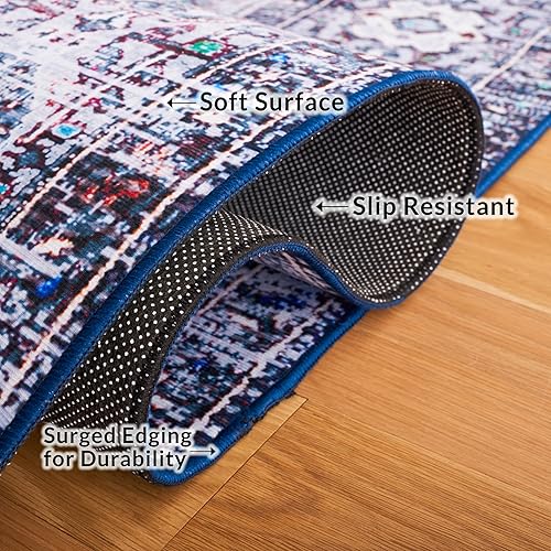 Miniatura 6 de SAFAVIEH Tucson Collection - Alfombra de área de 6 x 9 pies, diseño de medallón persa, no desprende pelusa, lavable a máquina y antideslizante,