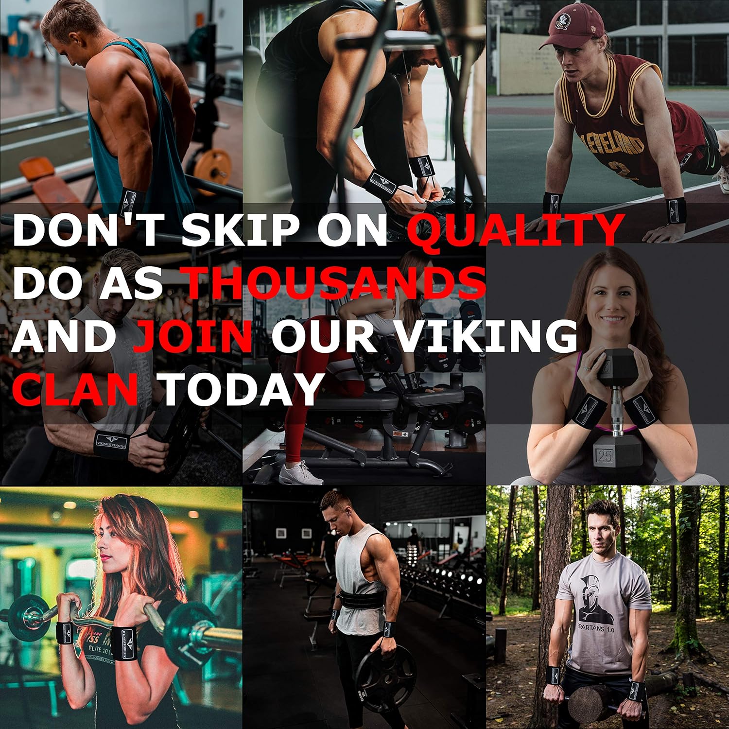 Vikingstrength Wrist Brace Support for Weight lifting, Crossfit, Bodybuilding and Fitness. Premium Quality Wrist Wraps for Pain relief and Recovery. Wrist Strap used by all Athletes, for Men and Woman : Sports & Outdoors