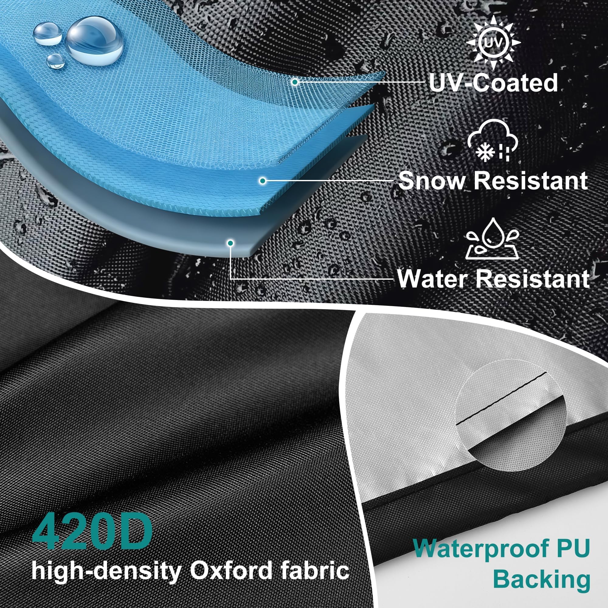 Copri Sedie Da Esterno 70x70x85/125CM, Copertura Per Sedie Da Giardino In Tessuto Oxford 420D, Impermeabile, Resistente All'Inverno, Per Sedie Impilabili Con Cordoncino, Antivento, Antistrappo - 3