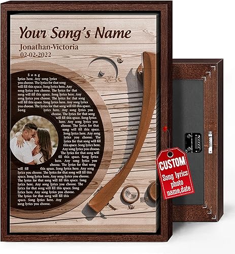 Vista 211 de H-DEWALL Letras de canciones personalizadas, lienzo enmarcado en marrón, música romántica del día de San Valentín, regalo personalizado para marido