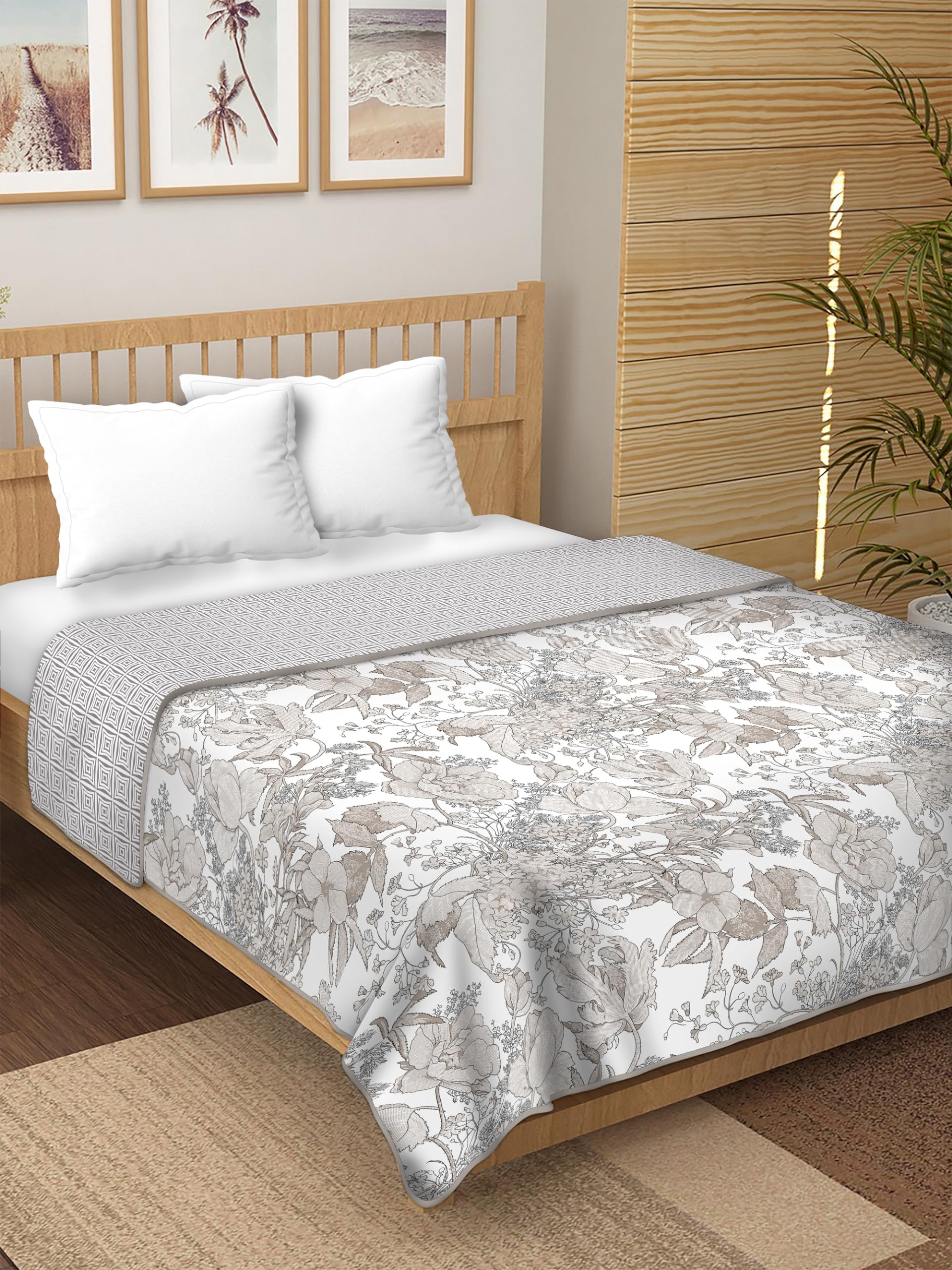 CHICERY Cotton Reversible Dohar/AC Blanket for Single Bed |All Weather Light Weight | Rajasthani Printed Floral Design | Pack of 1-Light Grey Box (B0CTHNQQ5Z) Amazon Price History, Amazon Price Tracker