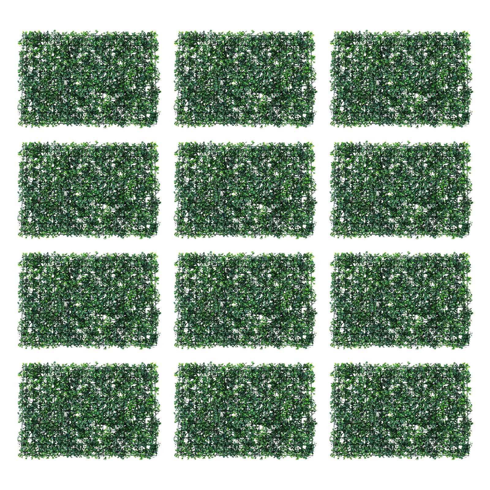 Lotto da 12 piante murali artificiali - Protezione UV - Siepe artificiale - Pavimentazione a prato - Tappeto verde - 40 x 60 cm