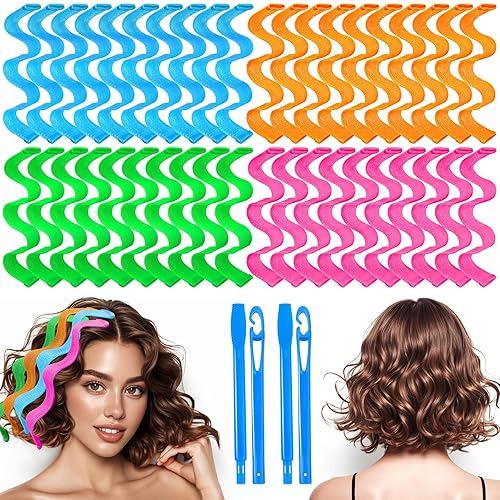 42 rizadores de cabello ondulados sin calor, sin daños por calor, con 2 juegos de ganchos de peinado, rizos sin calor para mujeres y niñas, cabello