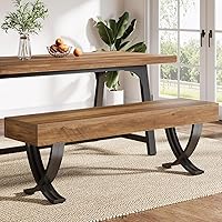 Tribesigns 55-Inch Farmhouse Dining Bench with Rustic Wood Texture & Metal X-Legs - Versatile Kitchen Seat for Dining Room, Entryway