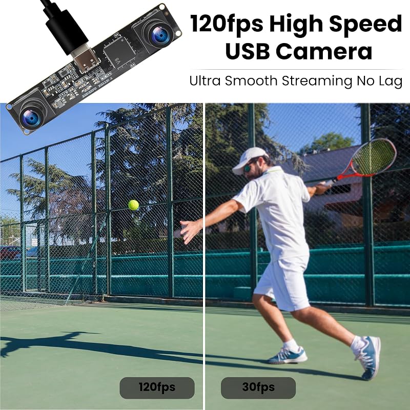 ELP 1200P 3D Stereo USB Kamera Dual Lencse 120fps Arcfelismerés QR Kód Szkenner