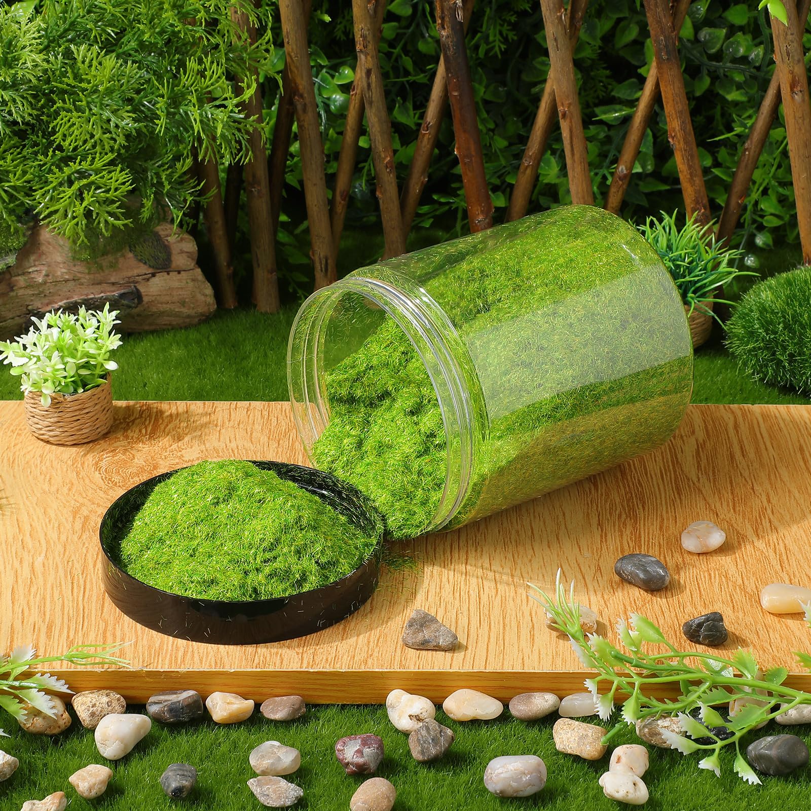 Polvo de Césped Artificial de Nailon Verde para Ambientación de Paisajes y Jardines, Larga Duración Mantenimiento Diario, Adecuado para Estanterías de Oficina Color Aleatorio