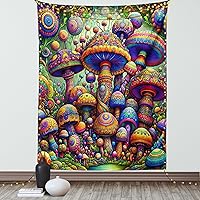 Vista 202 de Ambesonne Tapiz de naturaleza, silueta de oso salvaje en el bosque de la selva en la noche oscura, ilustración para colgar en la pared para Verde