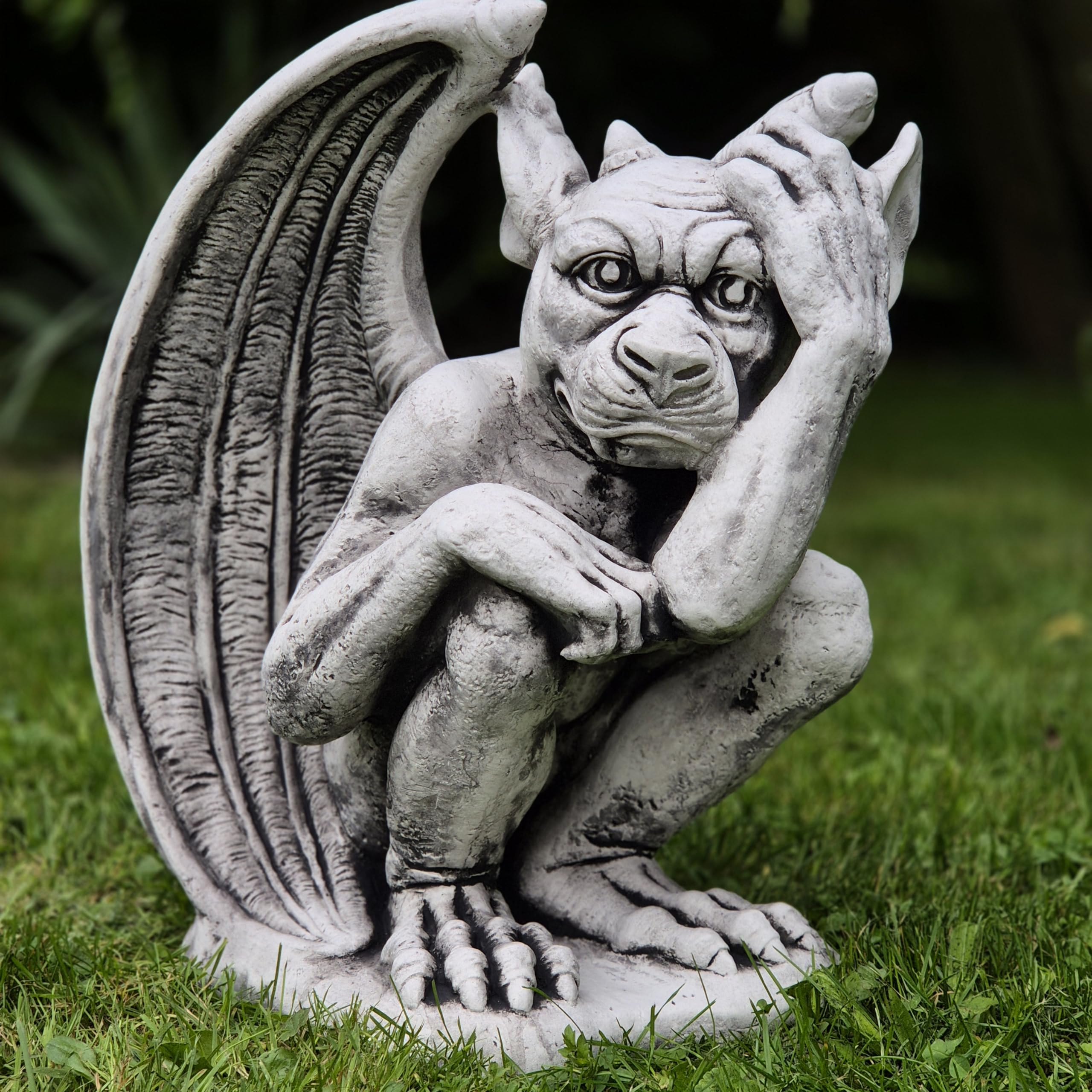 FABRIQ Gargoyle Figur 43 cm | Wächter Gartenfigur | STEINGUSS | 23 kg Schwer | Gothic Deko | Wetterfest Außenfigur