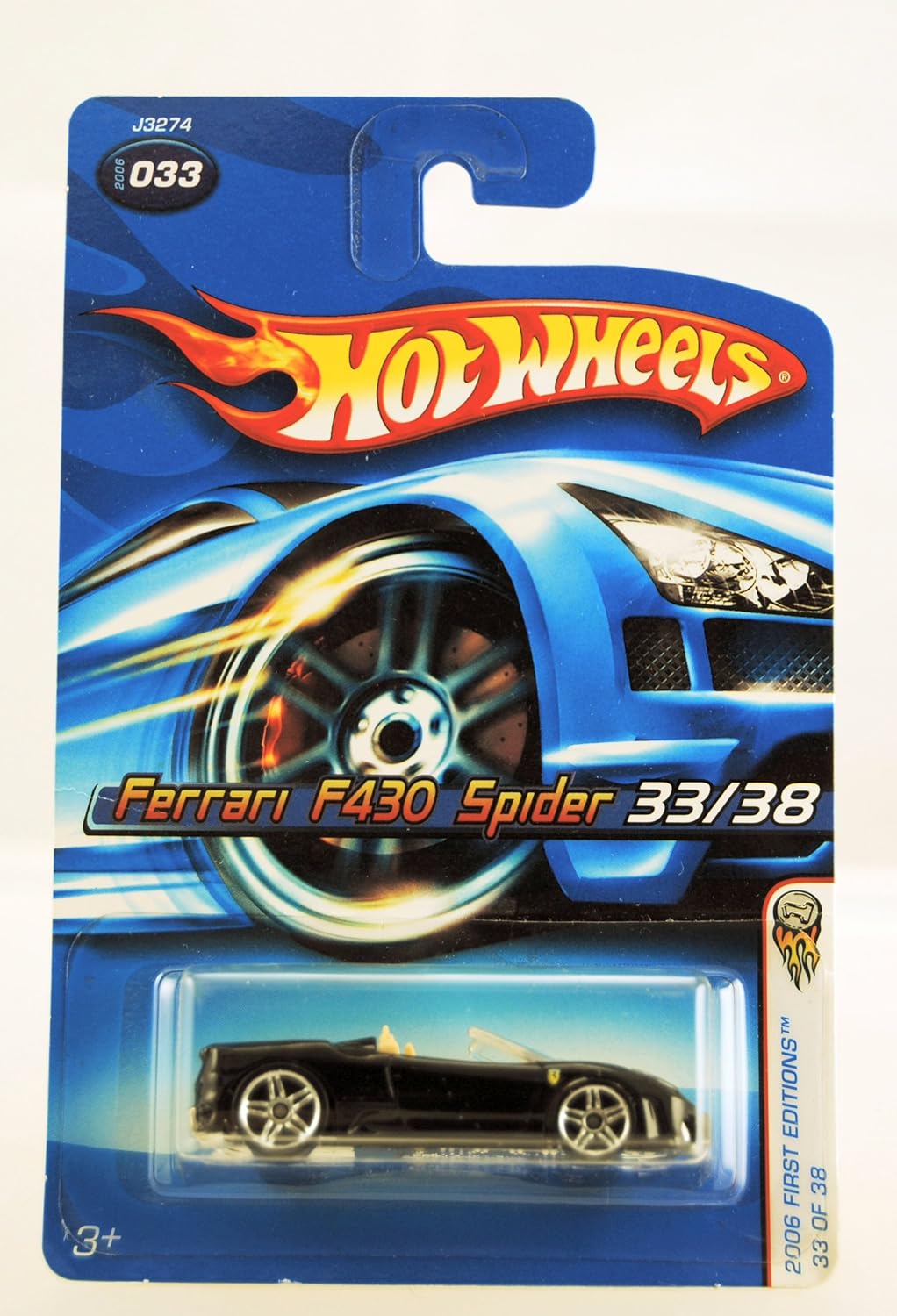 Hot Wheels - 2006 First Editions - 33/38 - Ferrari F430 Spider - Black Convertible - #033 - Limited Edition - Collectible 1:64 Scale