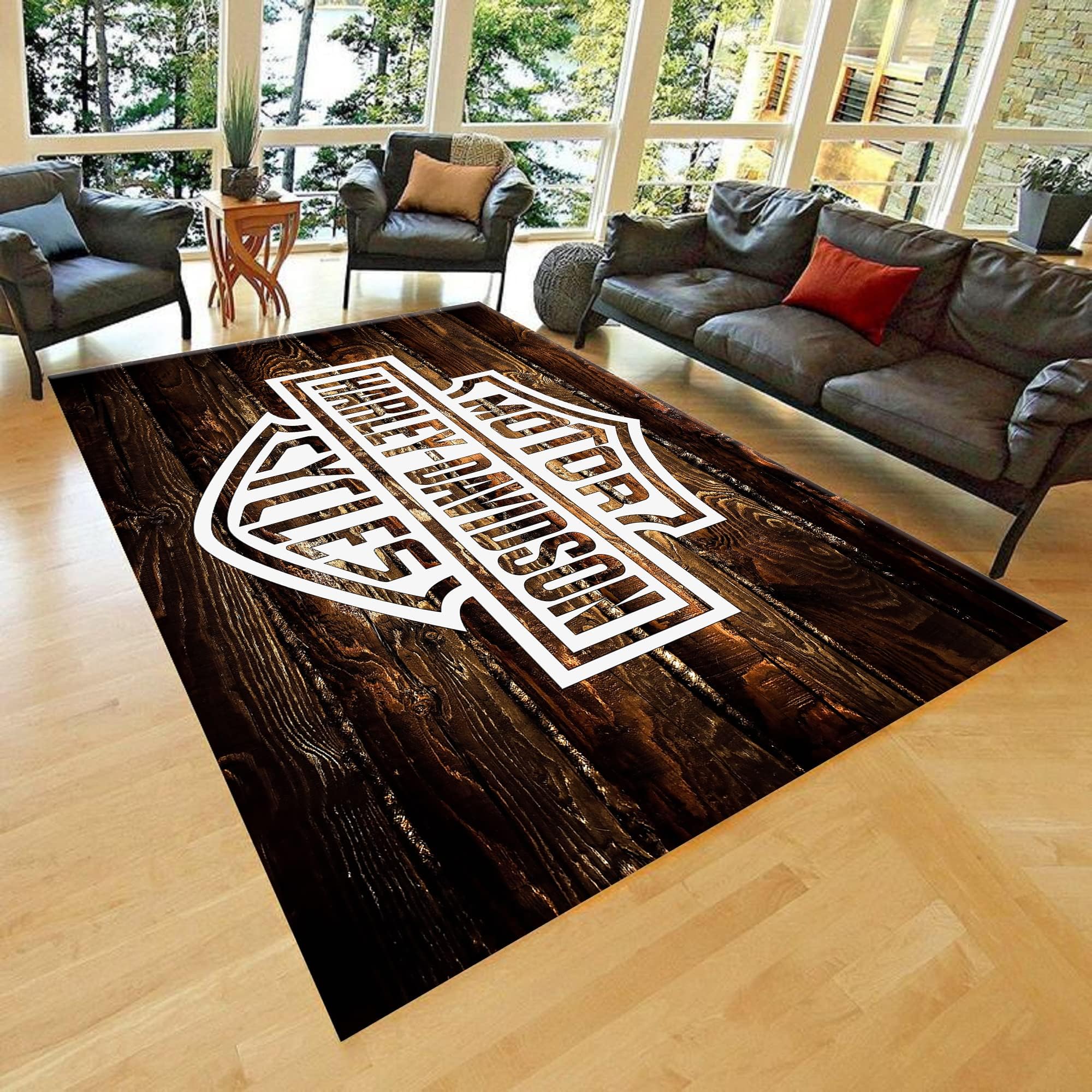 Harley Rug, Harley Davidson Rug, Motorcycle Rug, for Garage