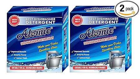 Atomic Dishwasher Detergent Powder | Suitable for Any Dishwasher Brand | Give fortune of finish to Crockery = 900 GM X 2